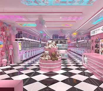 pink themed claw machine store