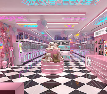 pink themed claw machine store